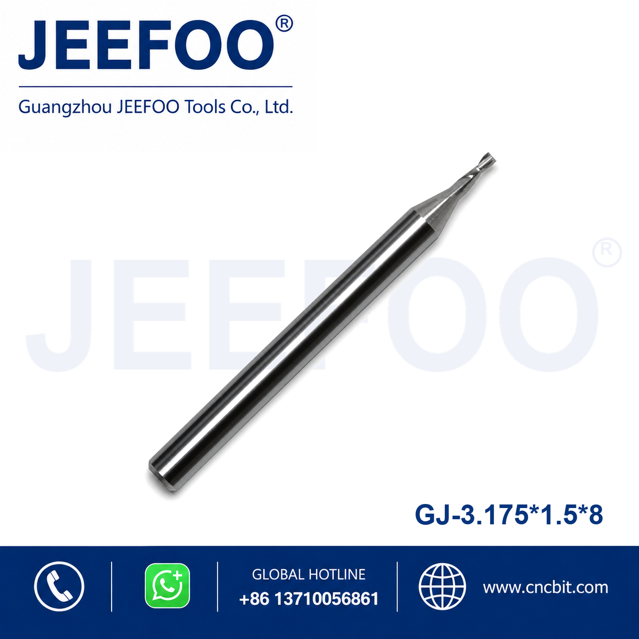 3.175x1.5x8 Two Spiral Flute Bits CNC router cutter