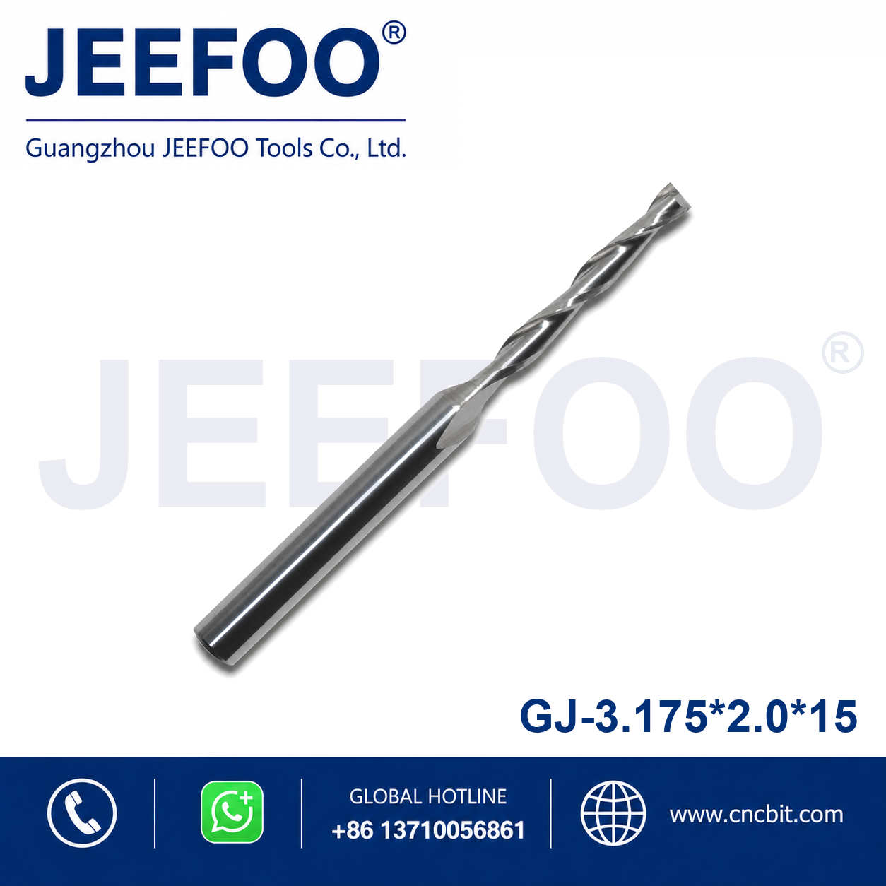 3.175x2.0x15 Two Spiral Flute Bits CNC router cutter