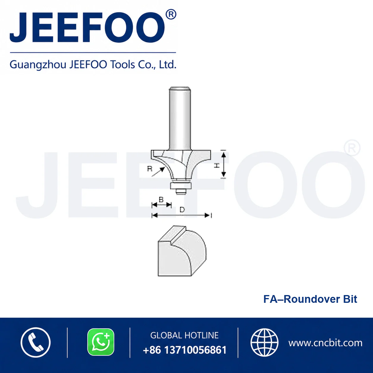FA Convex Half-Round Cutter schematic product image