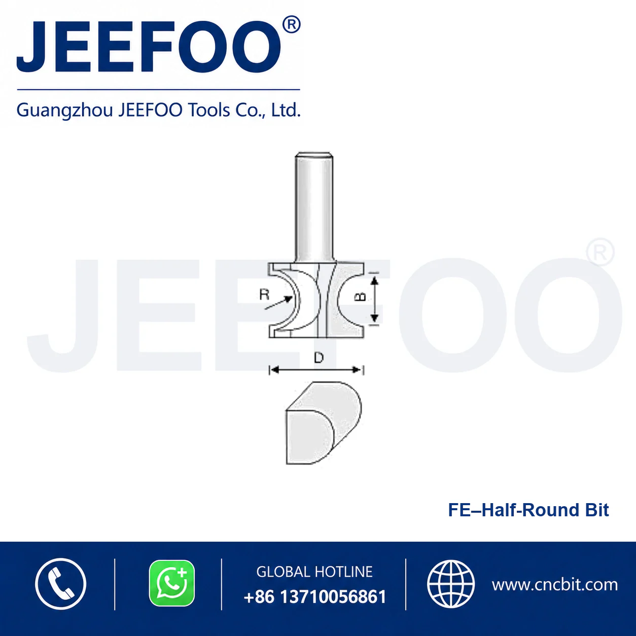 FE Convex Half-Round Cutter schematic product image