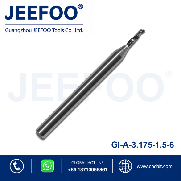 3.175x1.5x6 Solid carbide One Flute Spiral Bits for cnc machine, CNC Milling Cutters, CNC Router Bit, Acrylic Tools product image