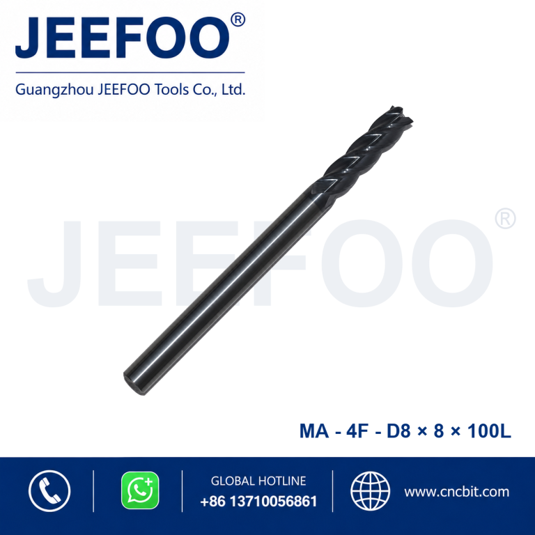 4Fx8.0x8x100L Solid Carbide Square End Mill for CNC Metal Machining