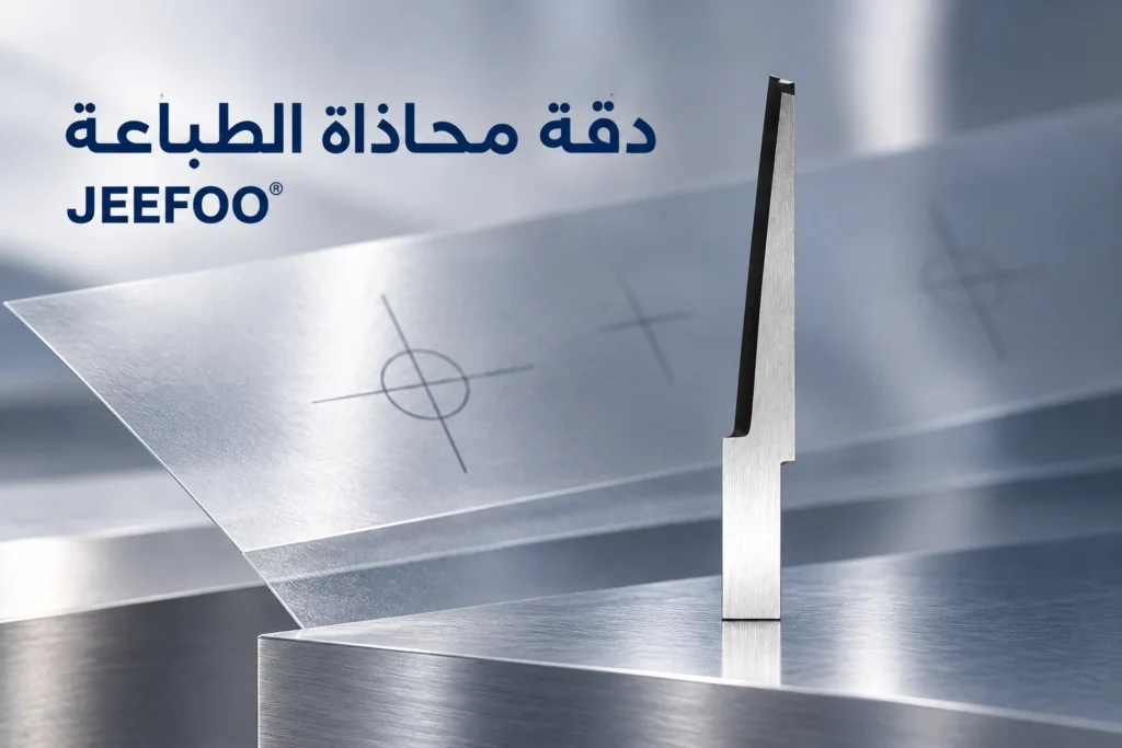 محاذاة الطباعة والقص: شفرة JEEFOO بجانب علامات التسجيل على خامة مطبوعة